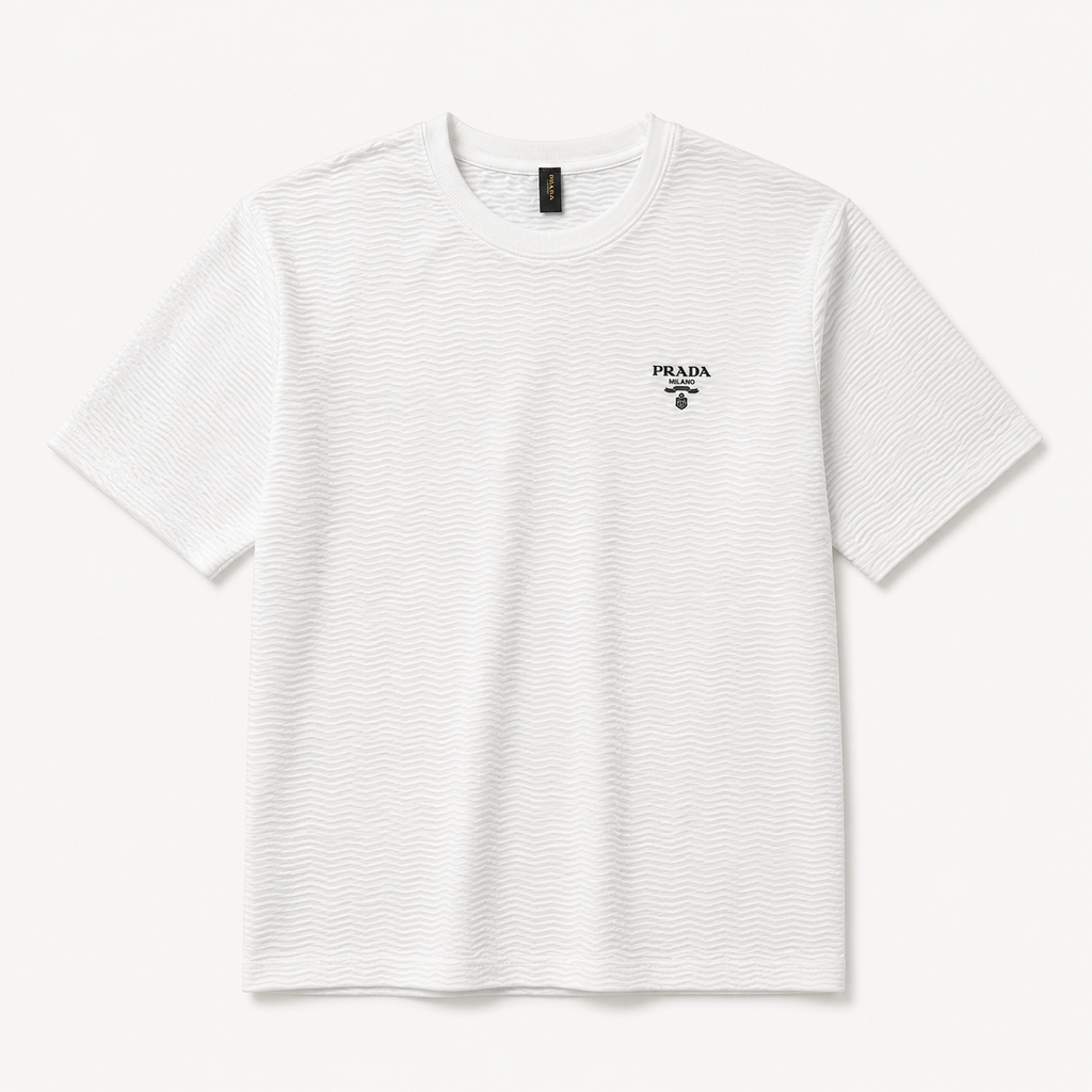 White Wave Textured Tee City Fashion