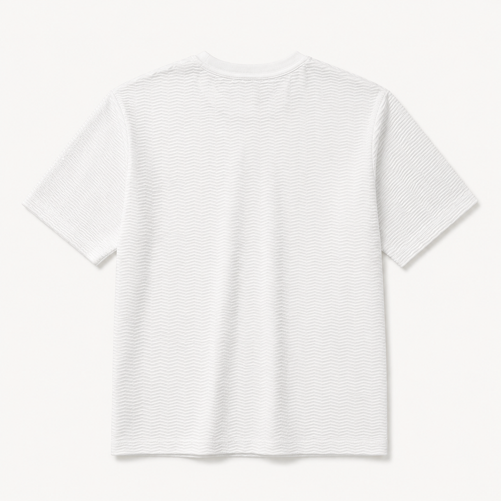 White Wave Textured Tee City Fashion