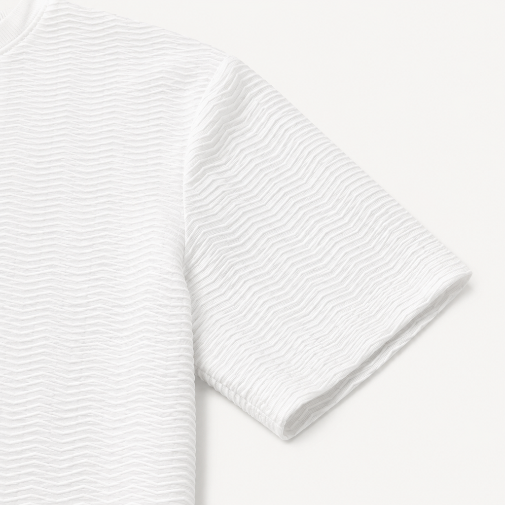 White Wave Textured Tee City Fashion