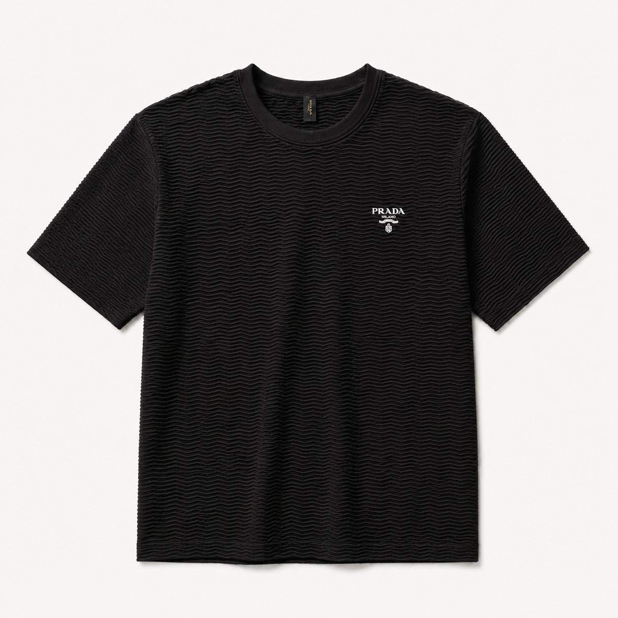 Black Wave Textured Tee City Fashion