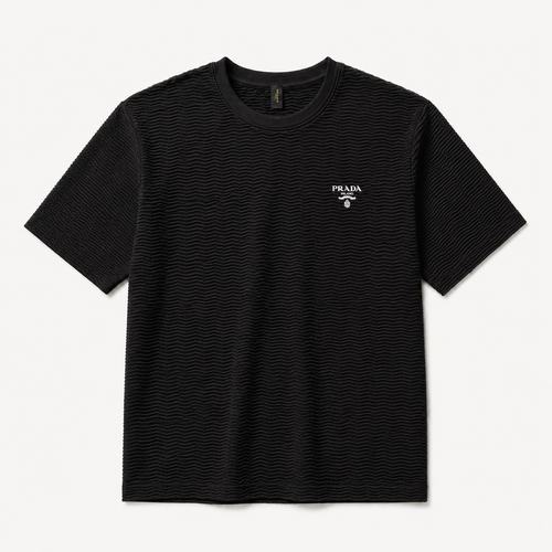 Black Wave Textured Tee City Fashion