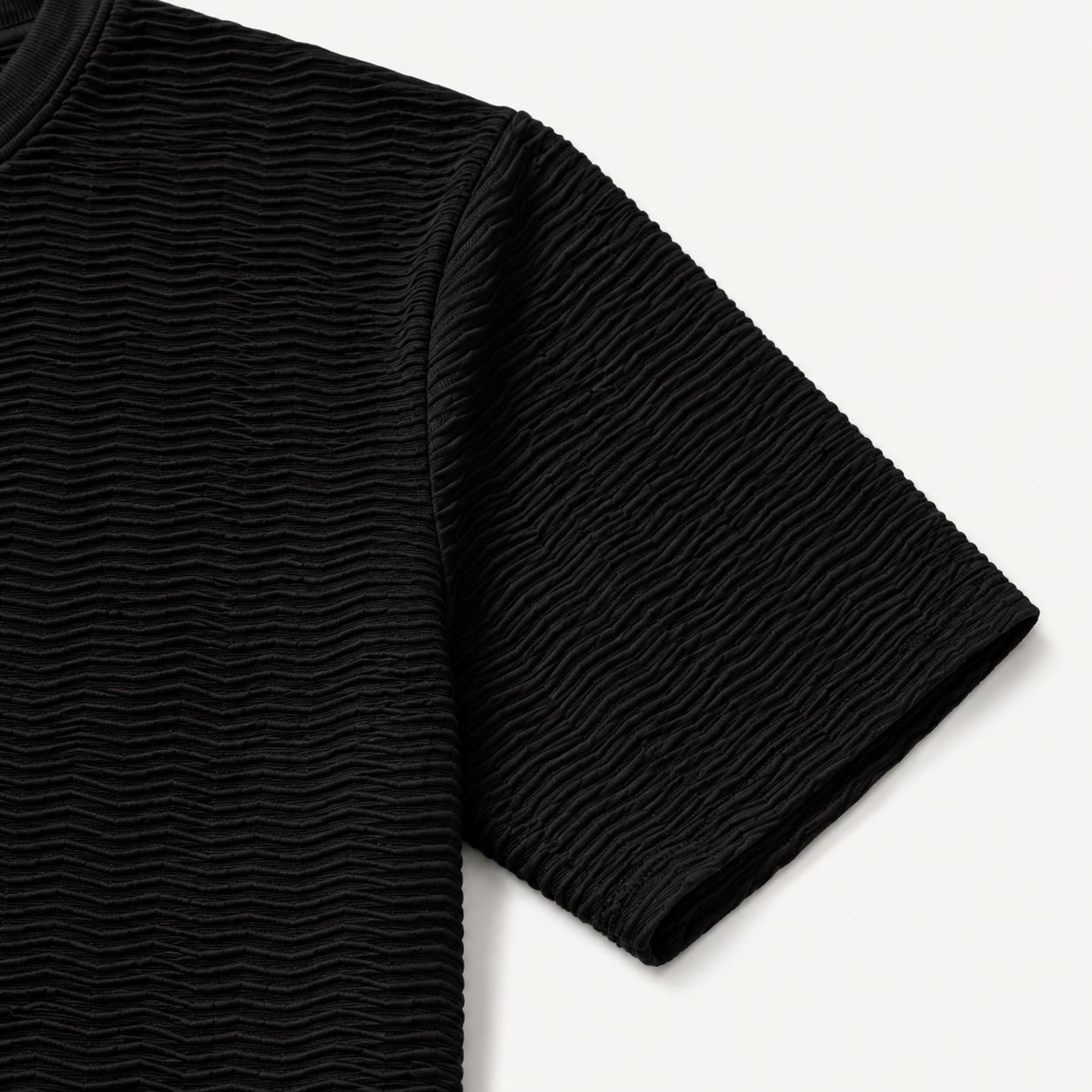 Black Wave Textured Tee City Fashion