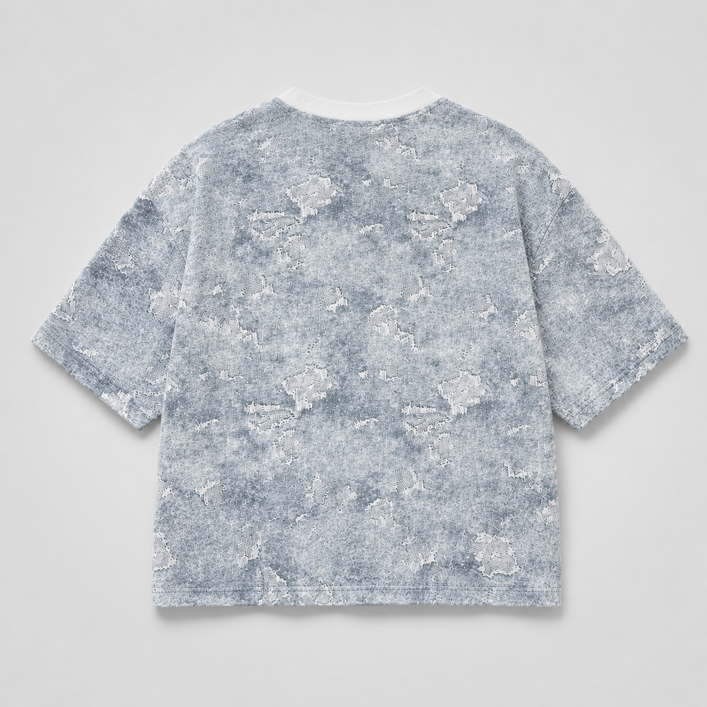Ice Blue Distressed Boxy Tee