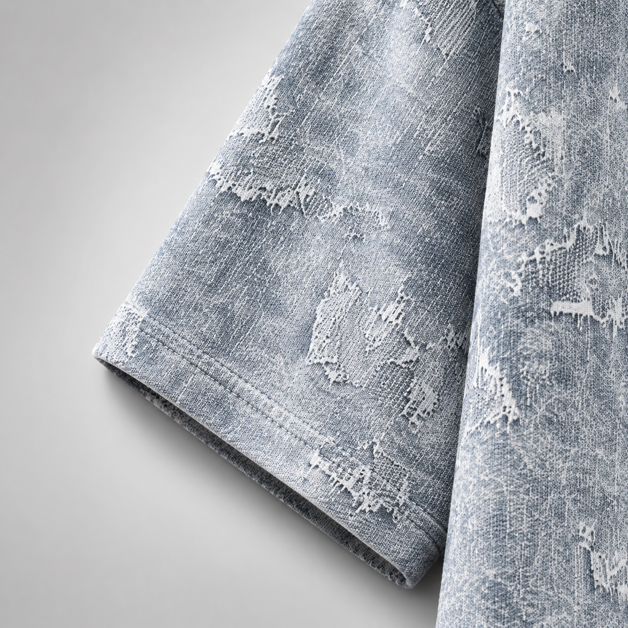 Ice Blue Distressed Boxy Tee