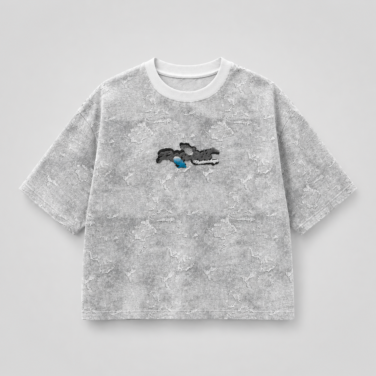 Grey Distressed Boxy Tee