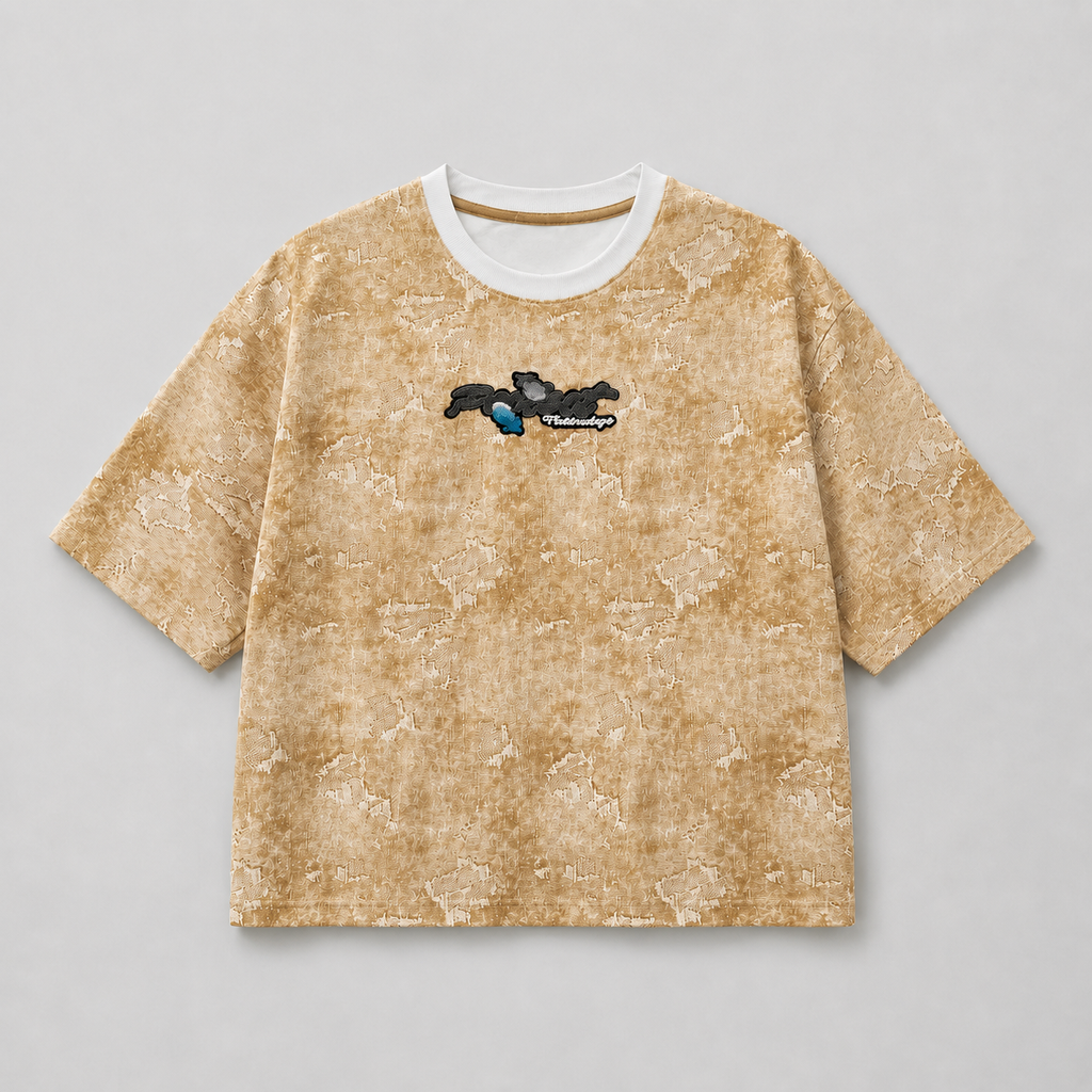 Camel Distressed Boxy Tee