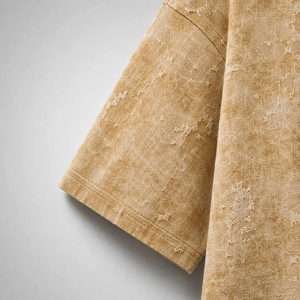 Camel Distressed Boxy Tee
