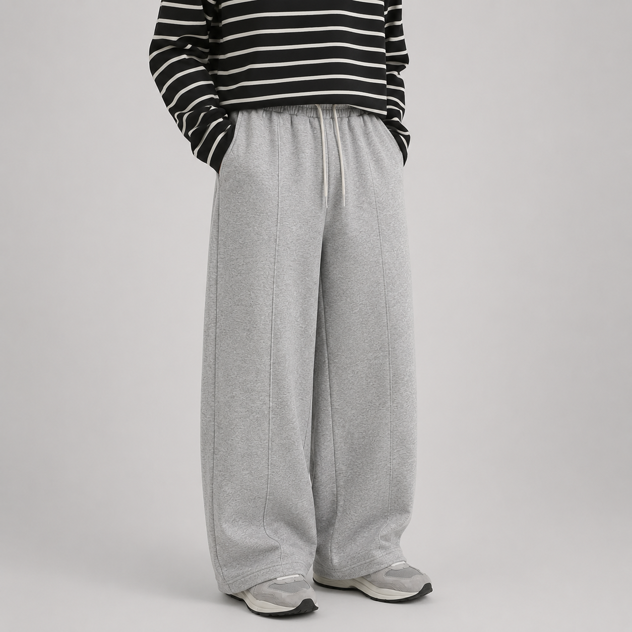 Wide-Leg Grey Baggy Trouser