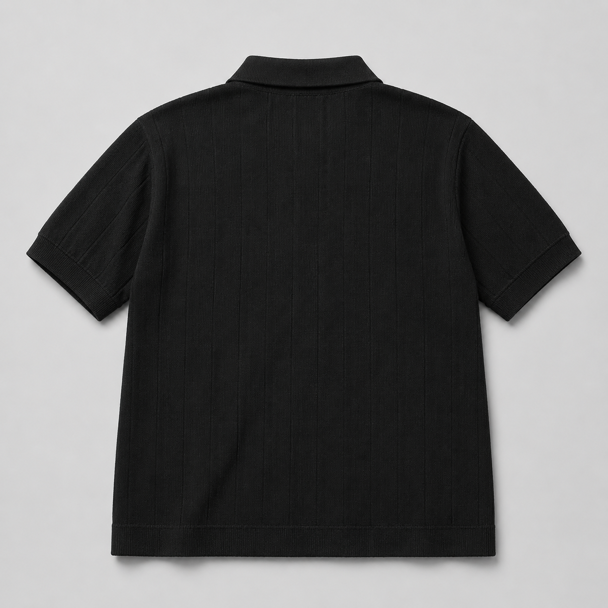 Ribbed Knit Black Polo