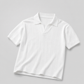 Ribbed Knit White Polo