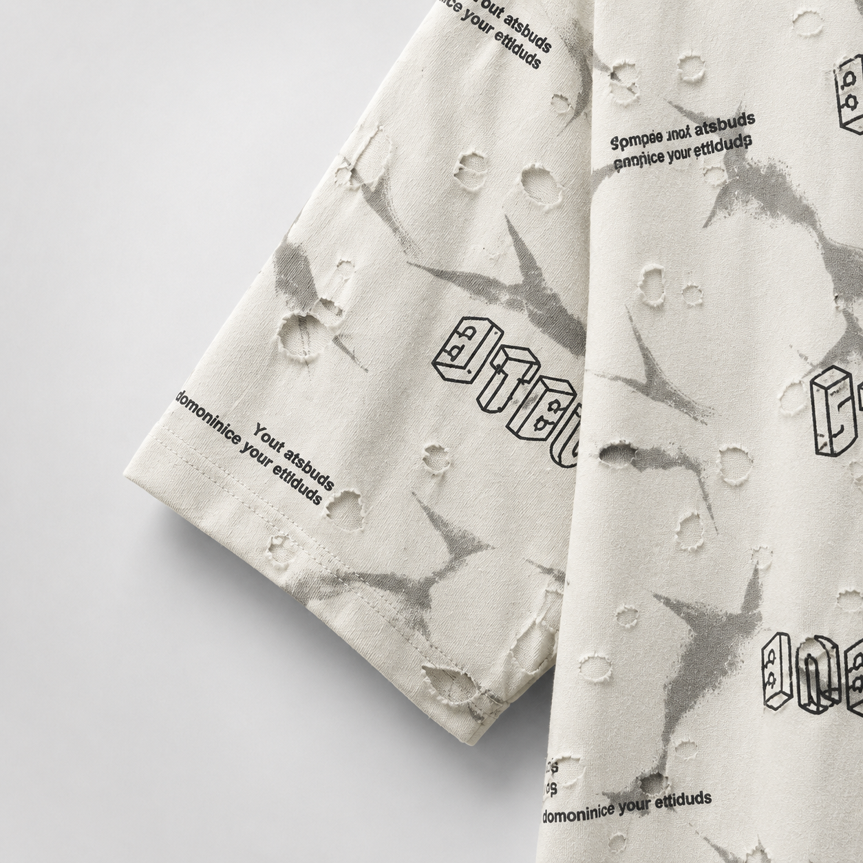 Off-White Distressed Graphic Boxy Fit Tee