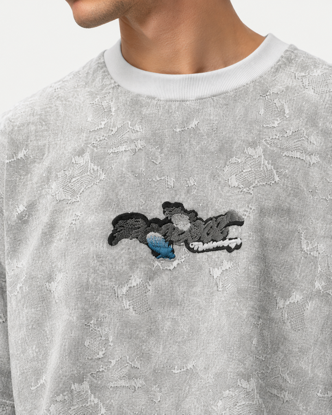 Grey Distressed Boxy Tee City Fashion