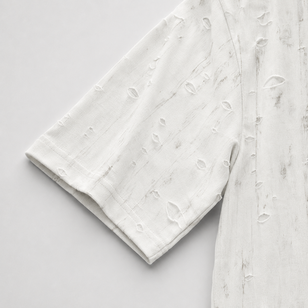 Distressed White Boxy Tee