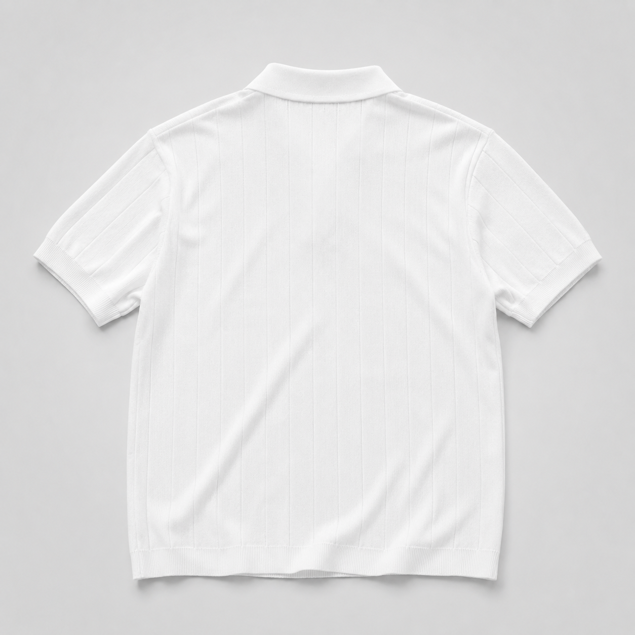 Ribbed Knit White Polo