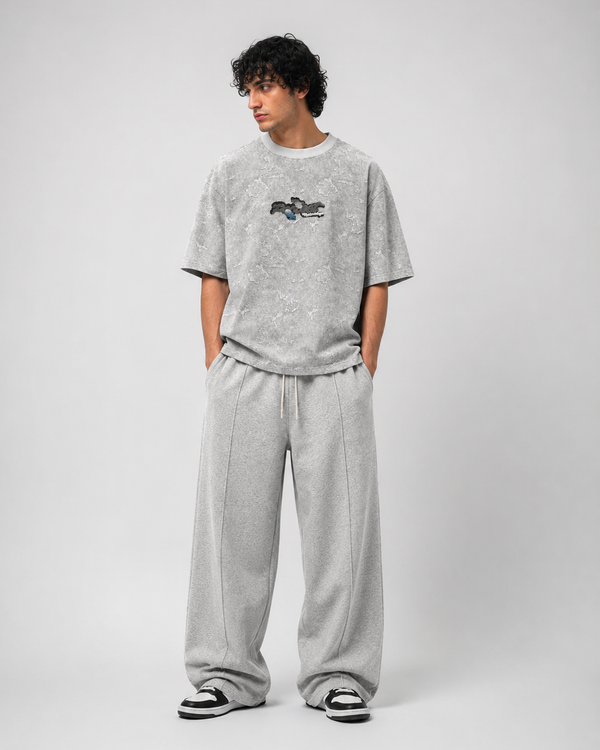 Grey Distressed Boxy Tee