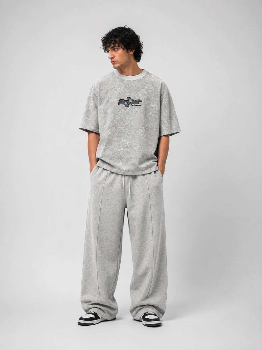 Grey Distressed Boxy Tee