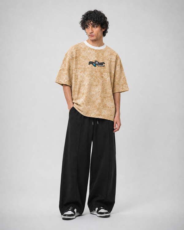 Camel Distressed Boxy Tee