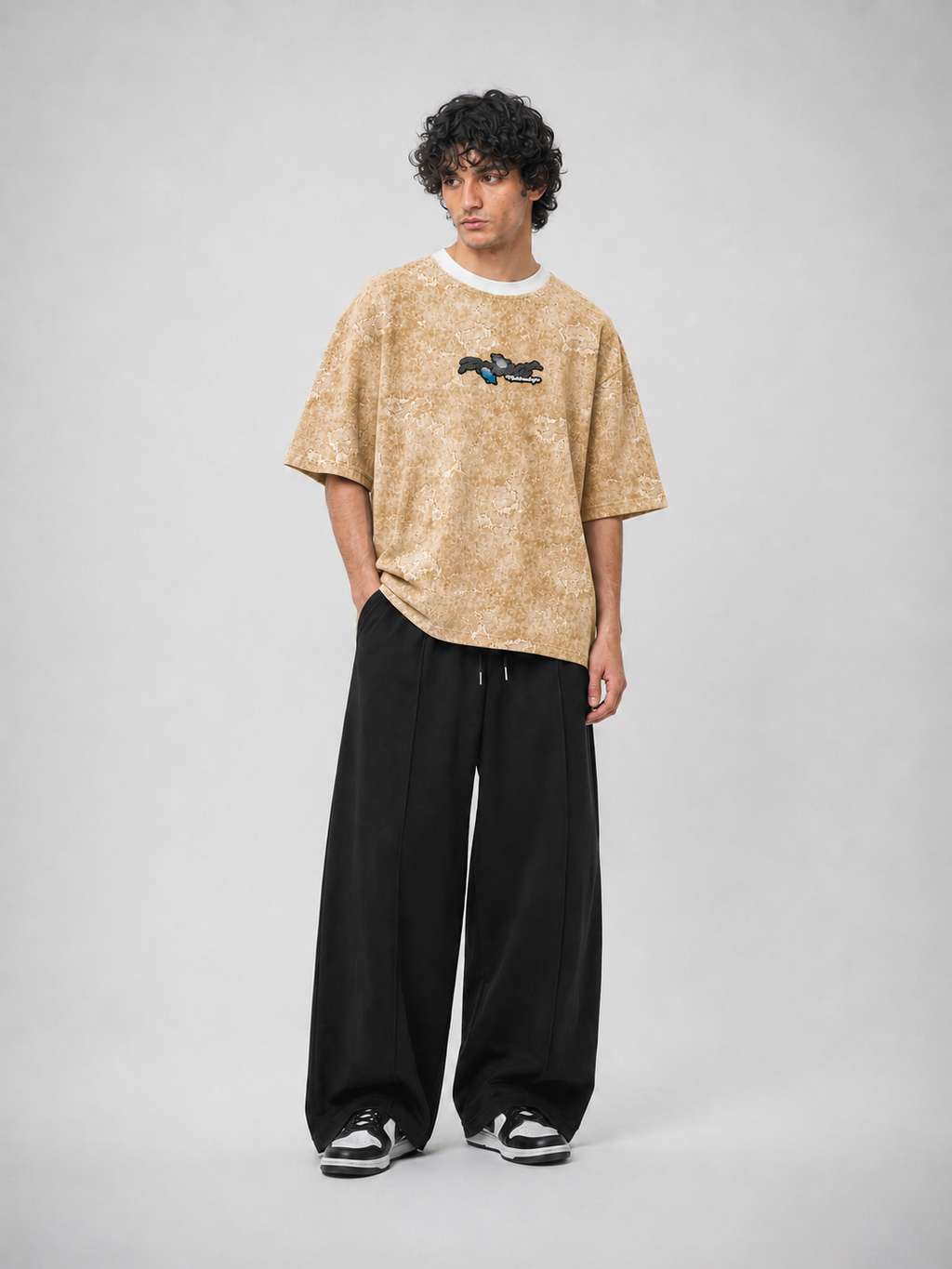 Camel Distressed Boxy Tee