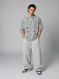Grey Distressed Graphic Boxy Fit Tee