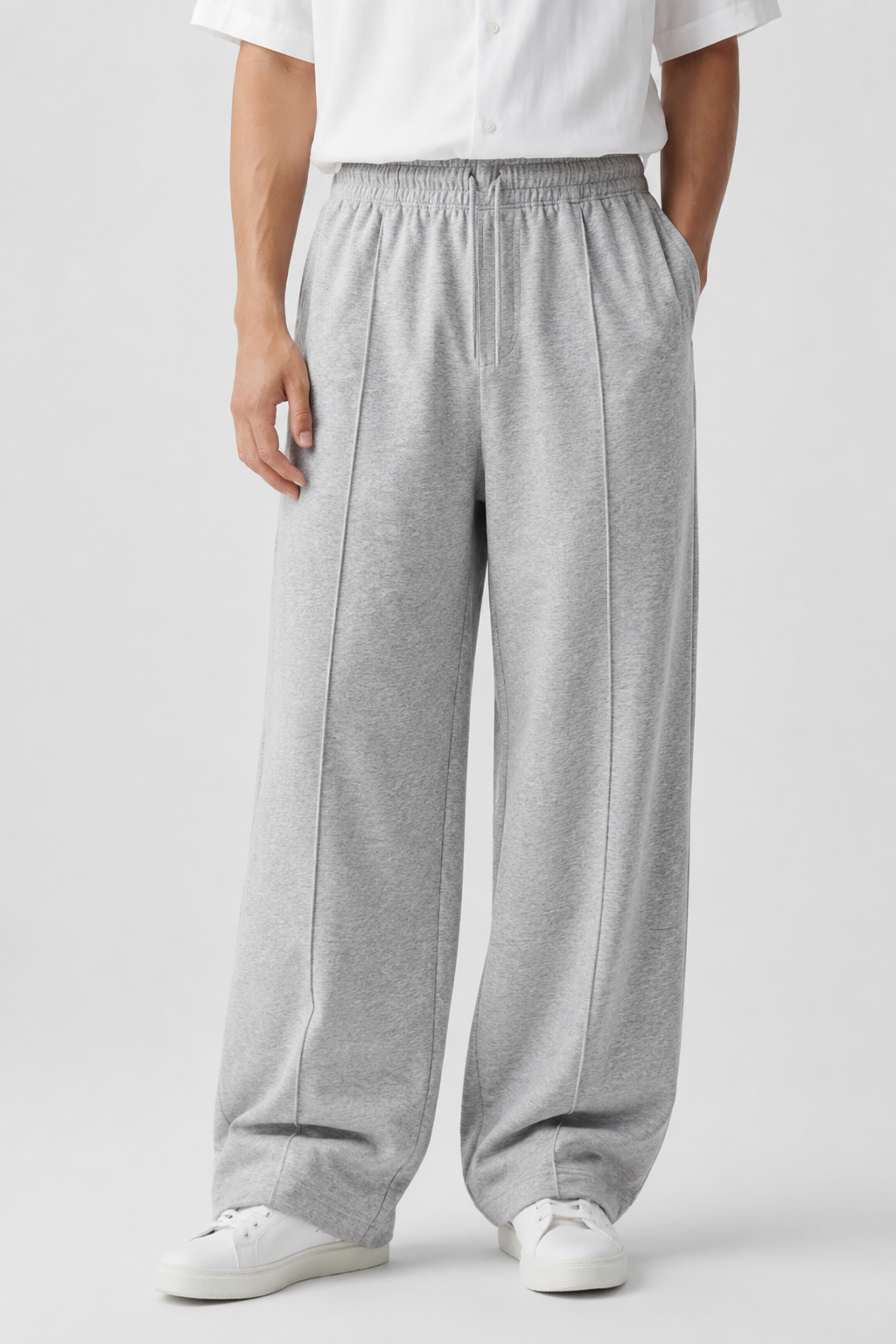Wide-Leg Grey Baggy Trouser