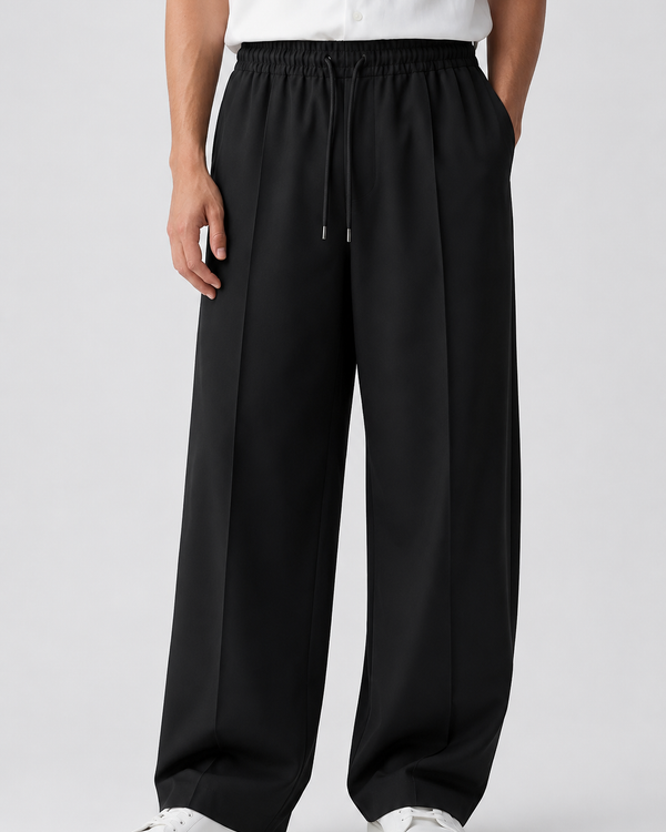 Wide-Leg Black Baggy Trouser