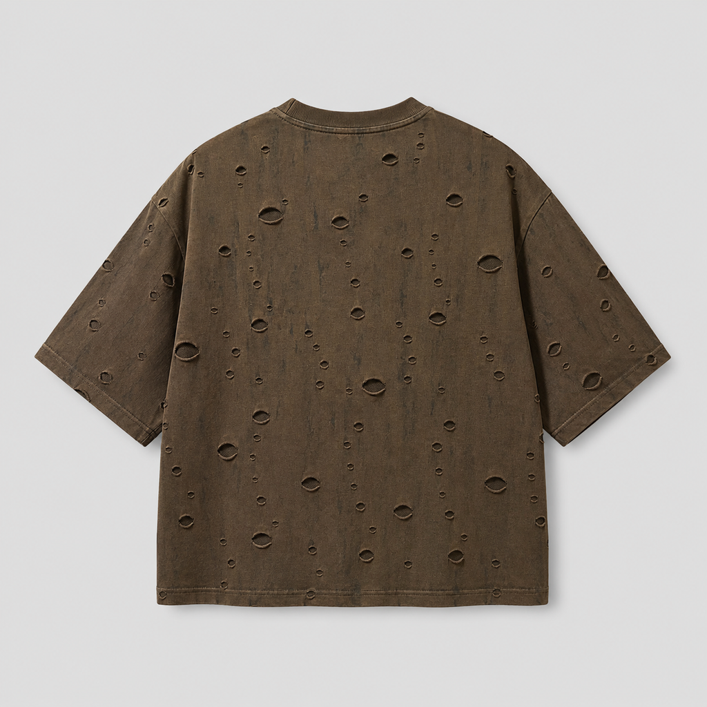 Distressed Brown Boxy Tee