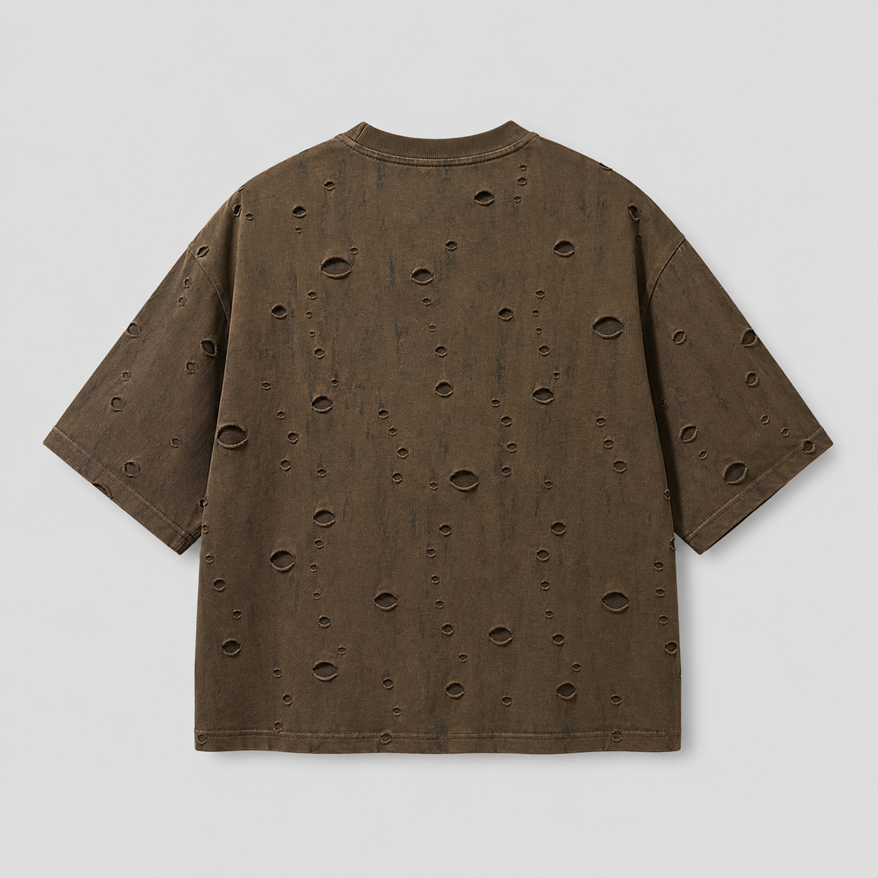 Distressed Brown Boxy Tee