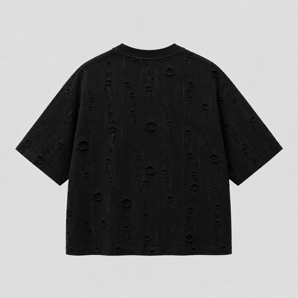 Distressed Black Boxy Tee