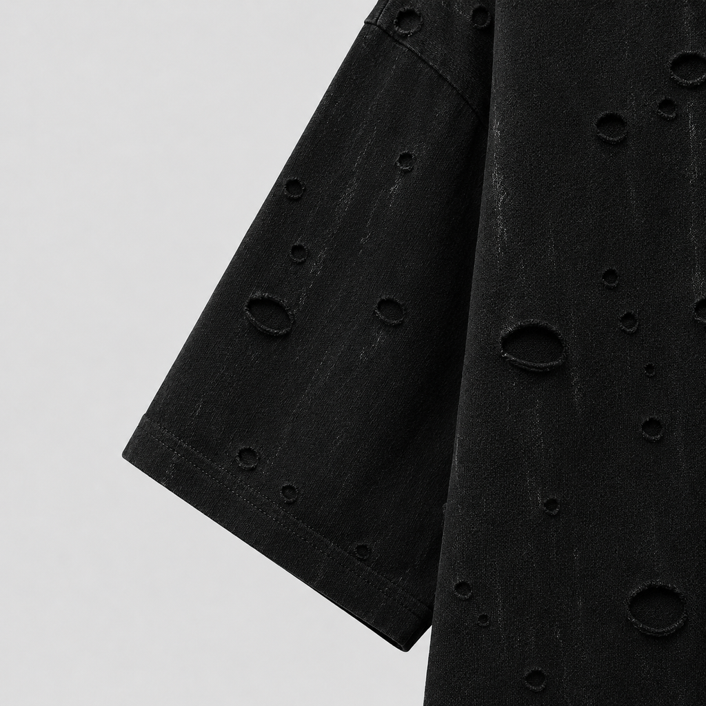 Distressed Black Boxy Tee