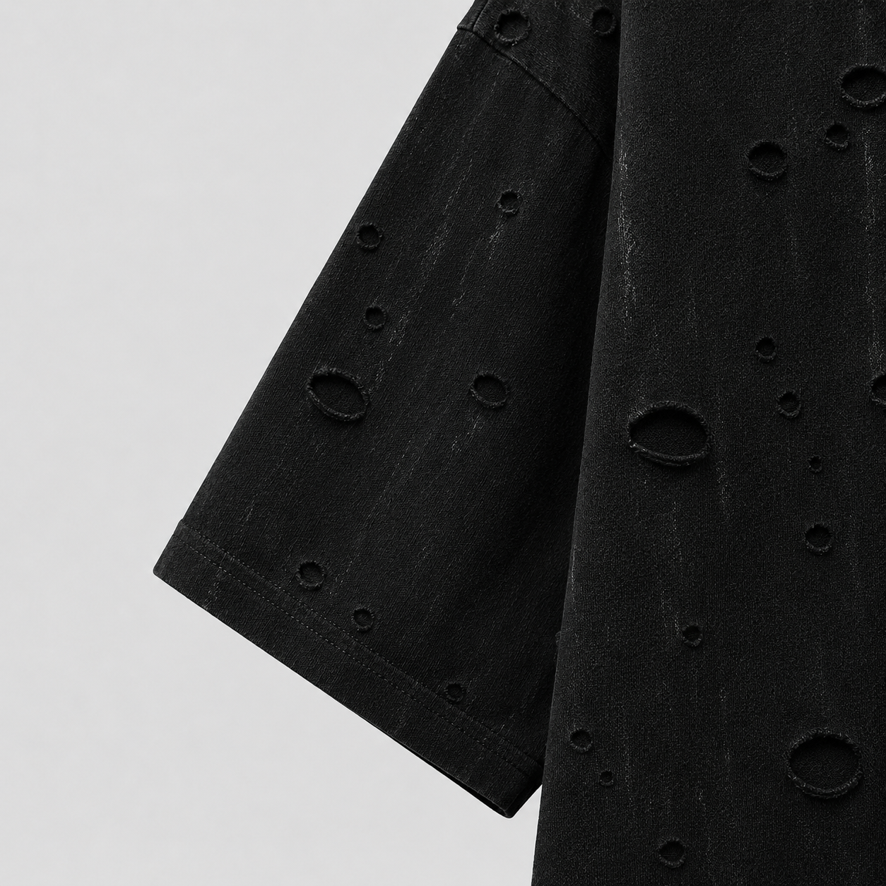 Distressed Black Boxy Tee