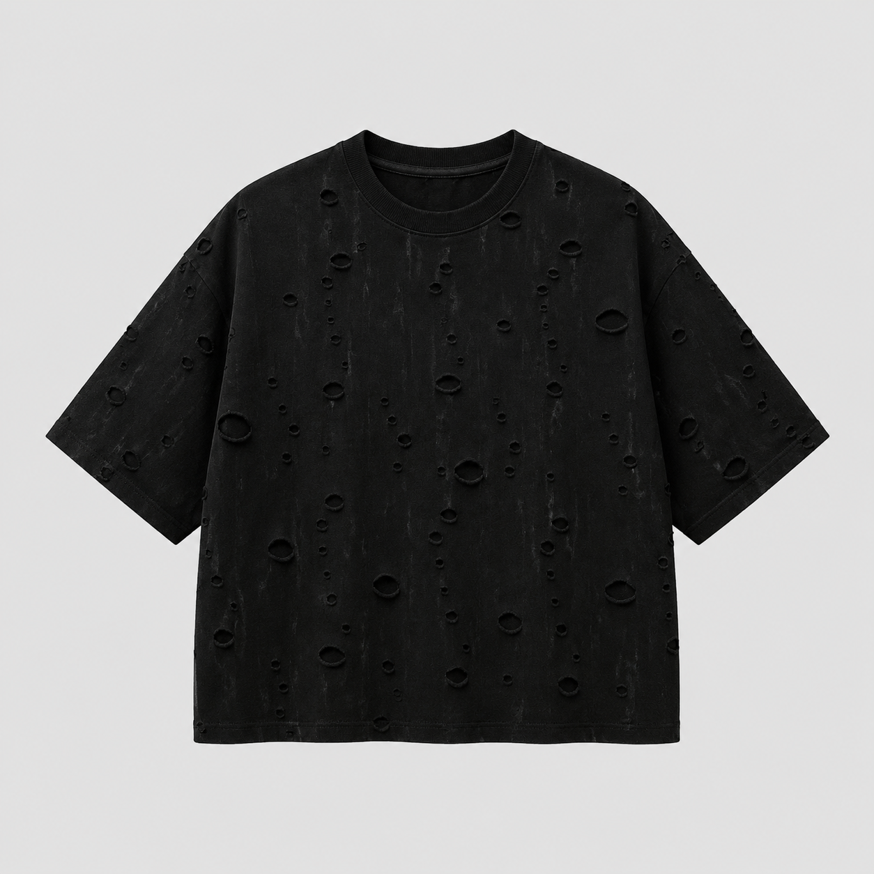 Distressed Black Boxy Tee