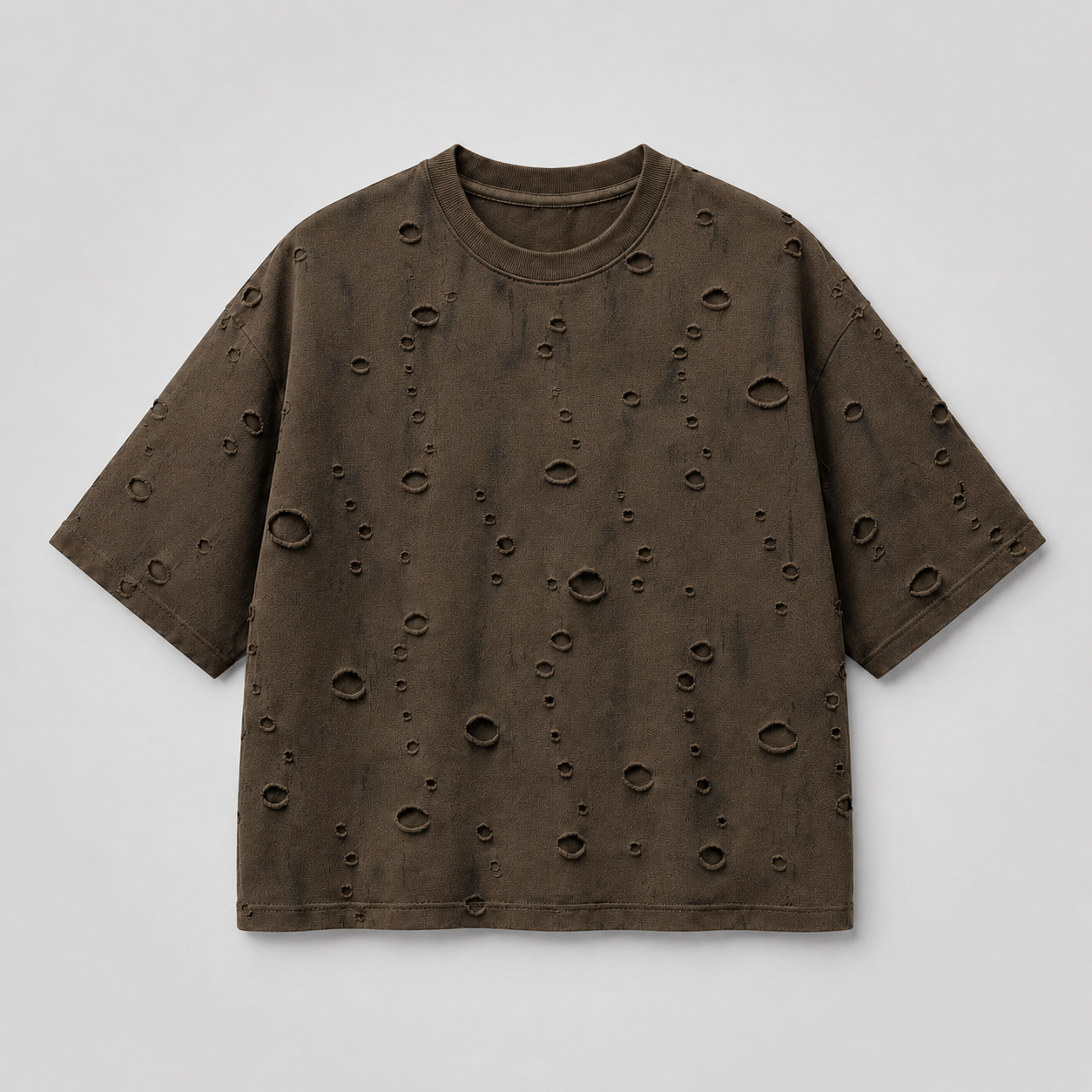 Distressed Brown Boxy Tee