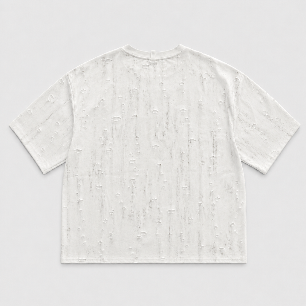 Distressed White Boxy Tee