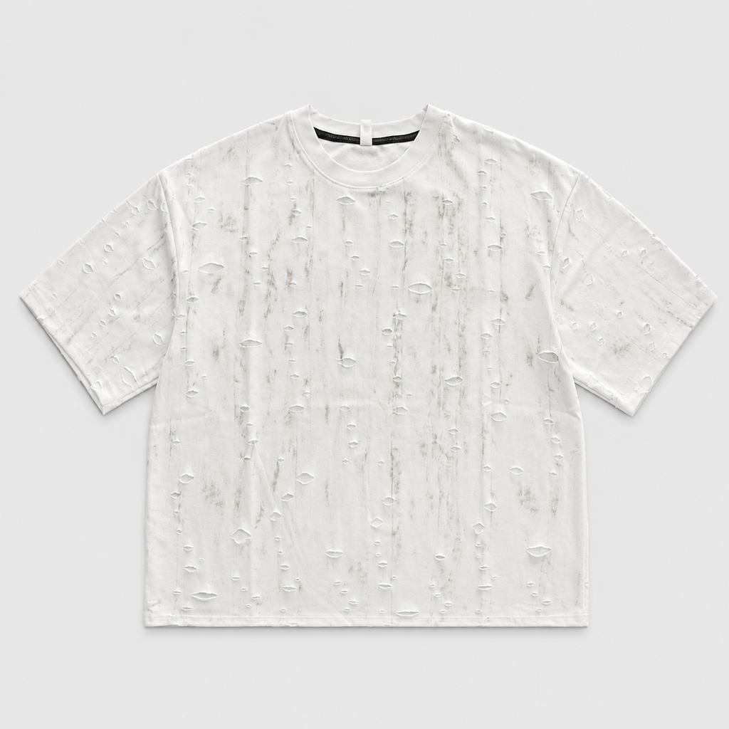 Distressed White Boxy Tee