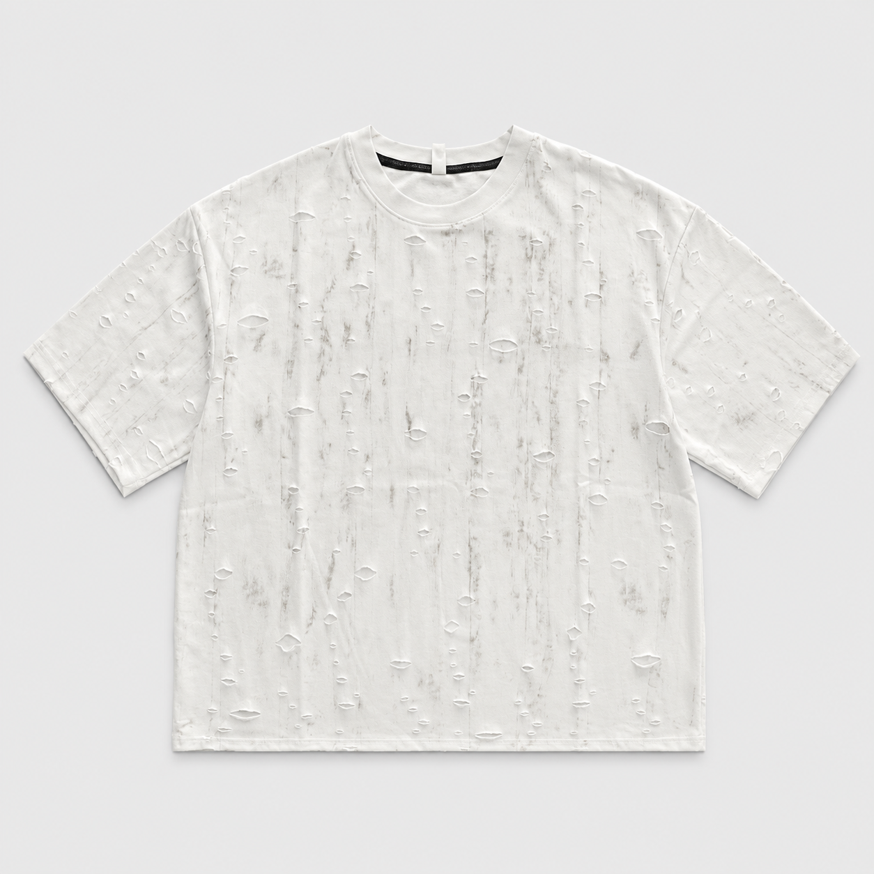Distressed White Boxy Tee
