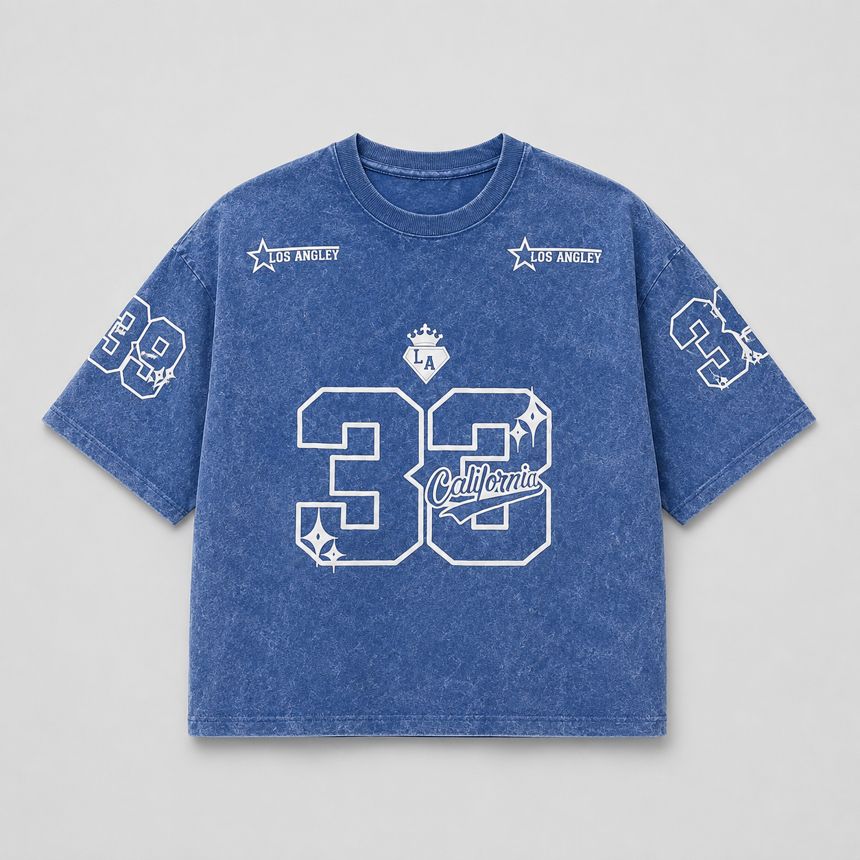 Acid Wash Blue Boxy Tee
