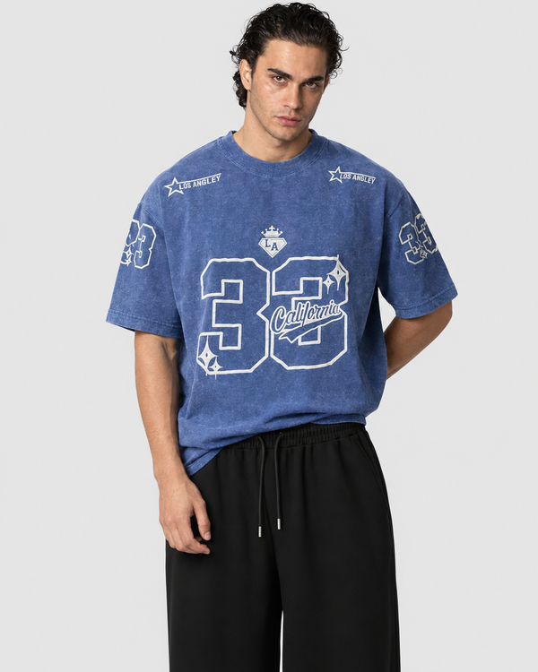 Acid Wash Blue Boxy Tee