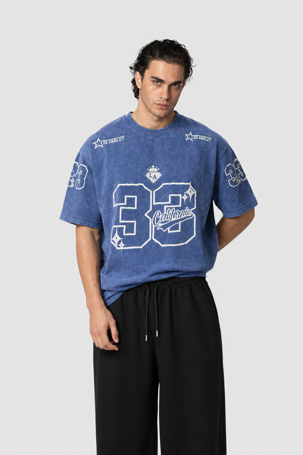 Acid Wash Blue Boxy Tee