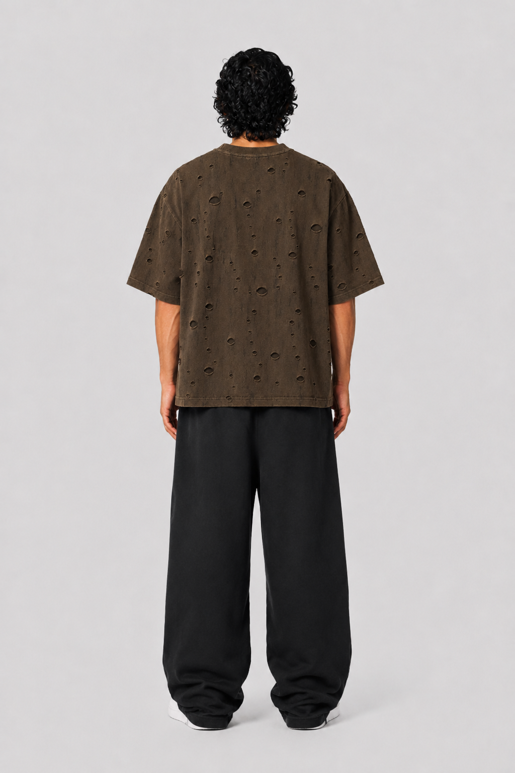 Distressed Brown Boxy Tee