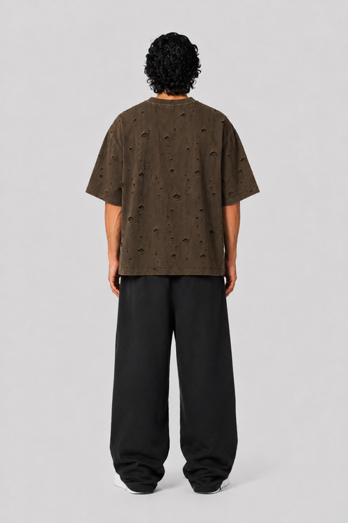Distressed Brown Boxy Tee