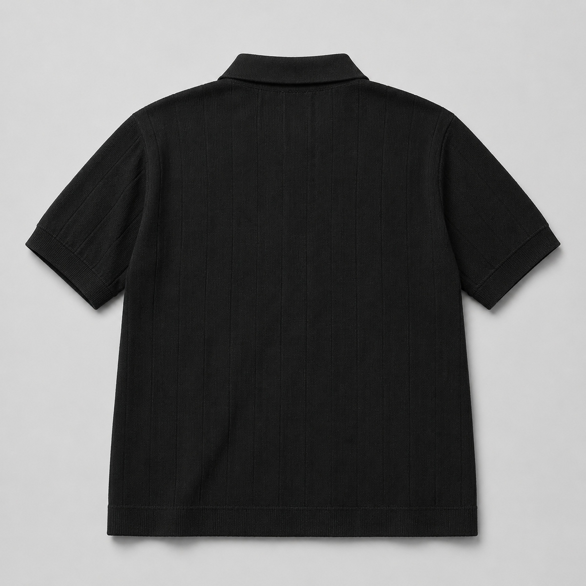 Ribbed Knit Black Polo City Fashion