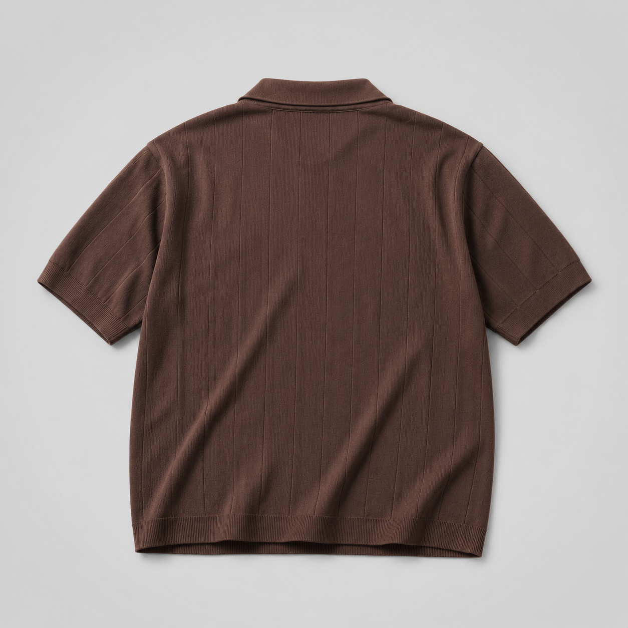 Ribbed Knit Brown Polo