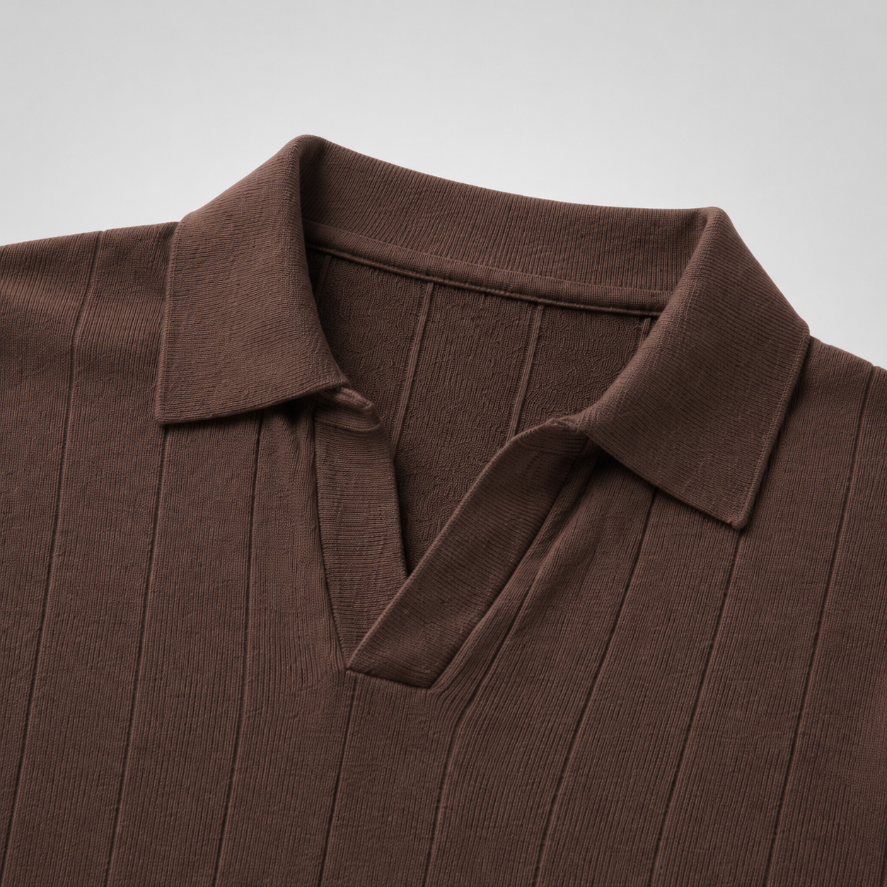Ribbed Knit Brown Polo