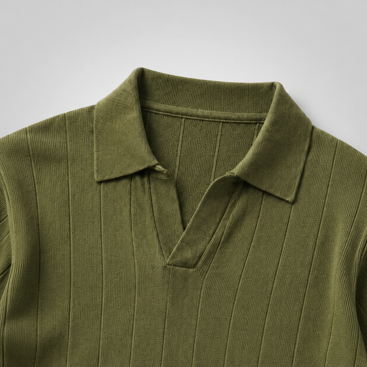 Ribbed Knit Olive Polo