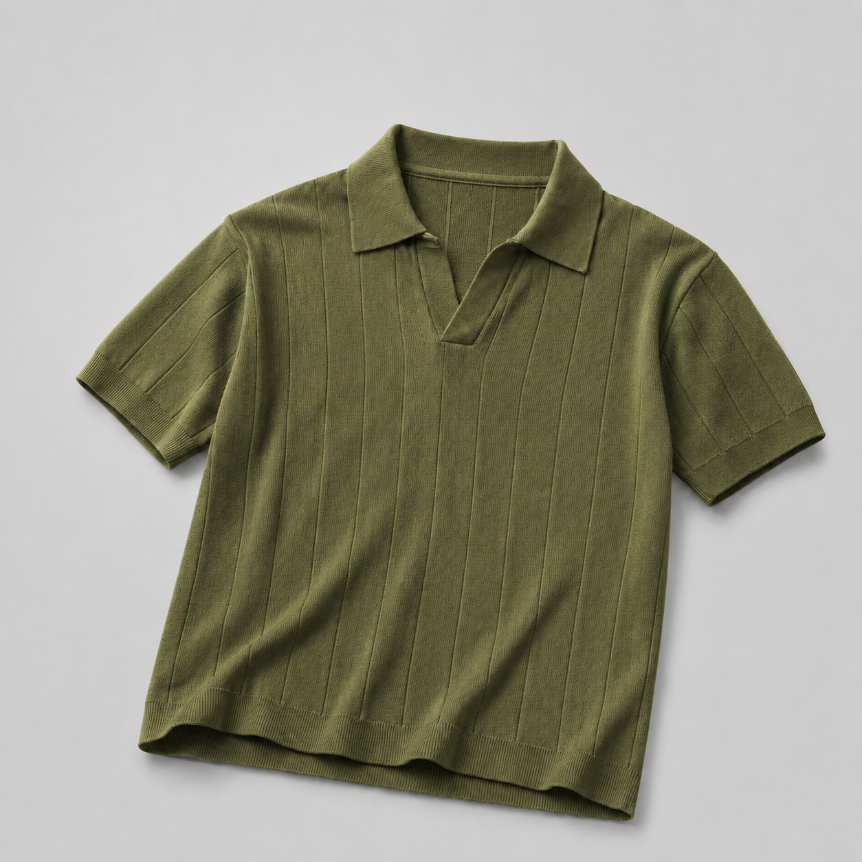 Ribbed Knit Olive Polo
