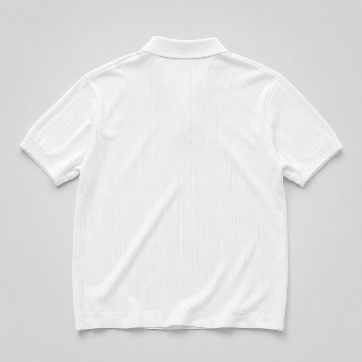 Ribbed Knit White Polo City Fashion