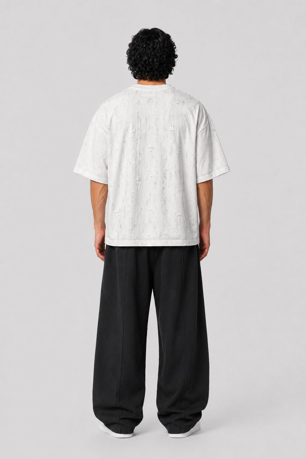 Distressed White Boxy Tee