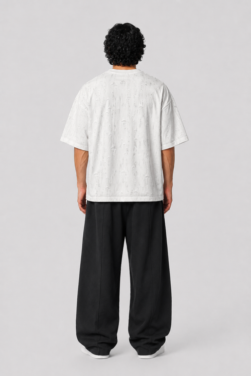 Distressed White Boxy Tee